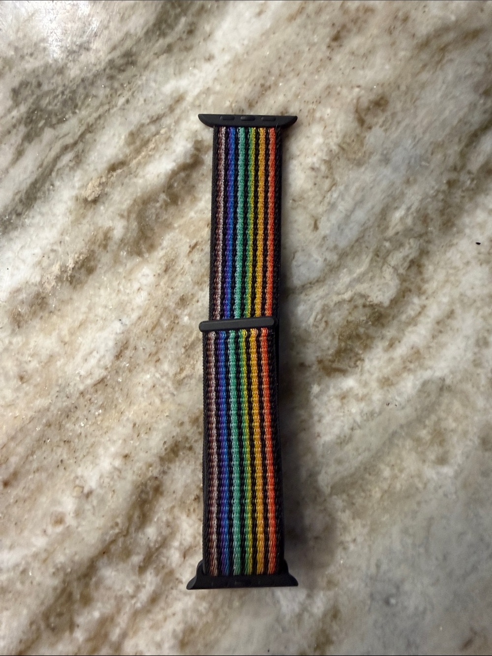 Apple Rainbow Nylon Loop Watch Band in Black Hardware